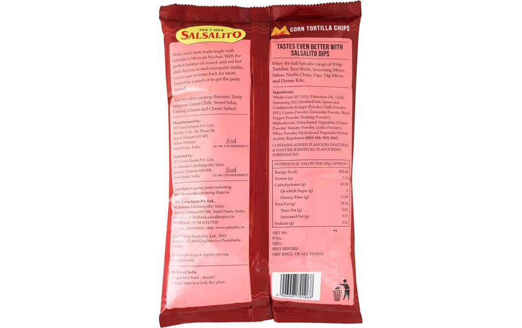 Salsalito Nacho Chips Mexican Chilli   Pack  45 grams